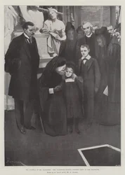 Die Beerdigung von Mr. Gladstone, Mrs. Gladstone küsst Dorothy Drew am Grab